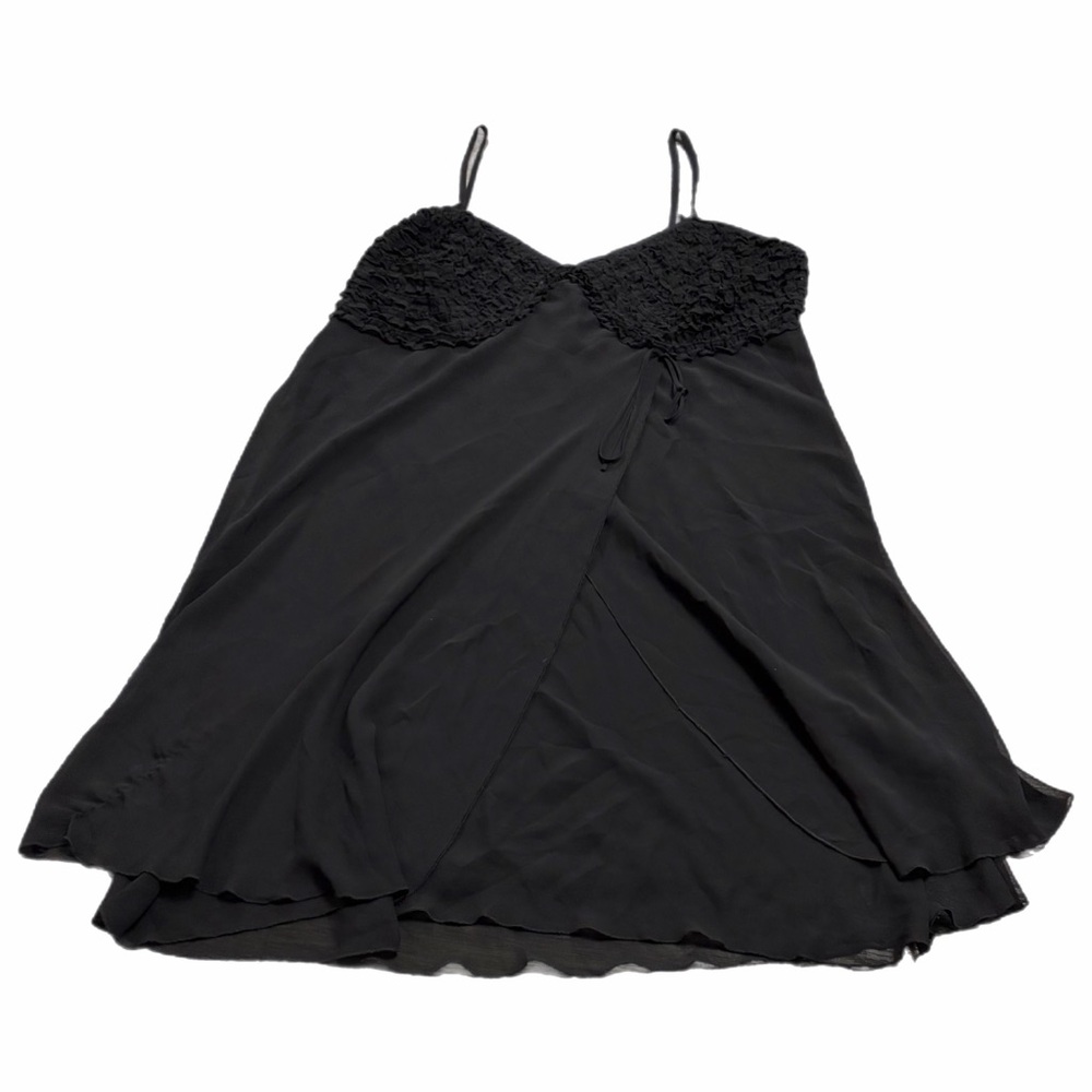 90s/Y2K European Vintage Sheer Wrap Slip Dress Textured Cups (Black) 1X/2X